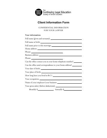 client information sheet