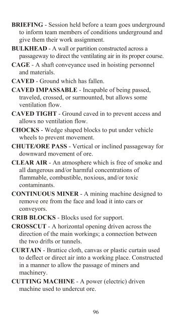 Metal and Nonmetal National Mine Rescue Contest Rules