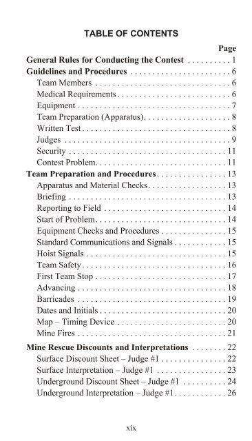 Metal and Nonmetal National Mine Rescue Contest Rules