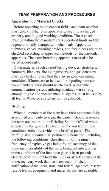 Metal and Nonmetal National Mine Rescue Contest Rules