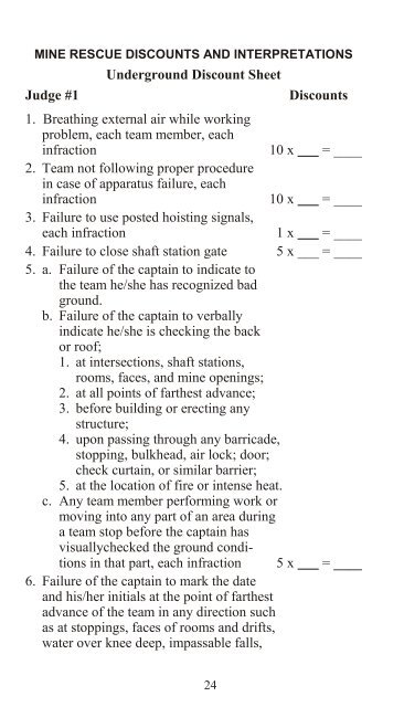 Metal and Nonmetal National Mine Rescue Contest Rules