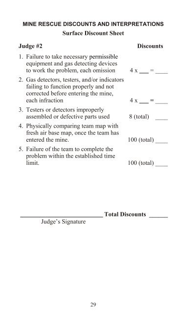 Metal and Nonmetal National Mine Rescue Contest Rules