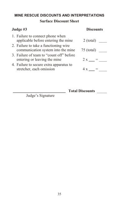 Metal and Nonmetal National Mine Rescue Contest Rules