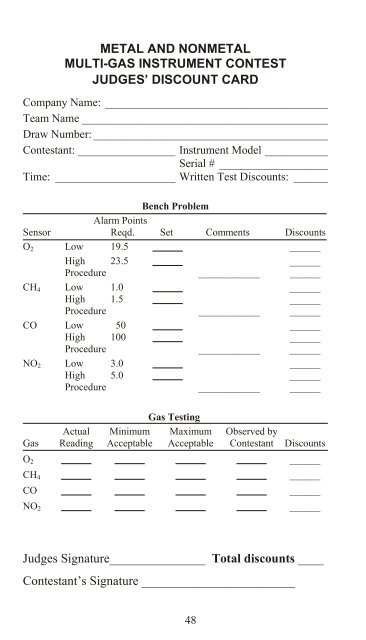 Metal and Nonmetal National Mine Rescue Contest Rules