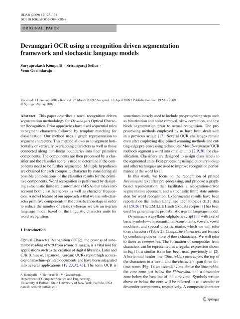 Devanagari OCR using a recognition driven segmentation ...