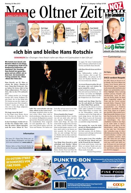 Â«Ich bin und bleibe Hans RotschiÂ» - Aktuelle Ausgabe