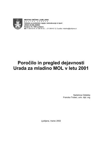 Poročilo in pregled dejavnosti Urada za mladino MOL v ... - Ljubljana