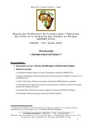 (REPROF-EFFA) (projet régional) - Fédération Internationale des ...