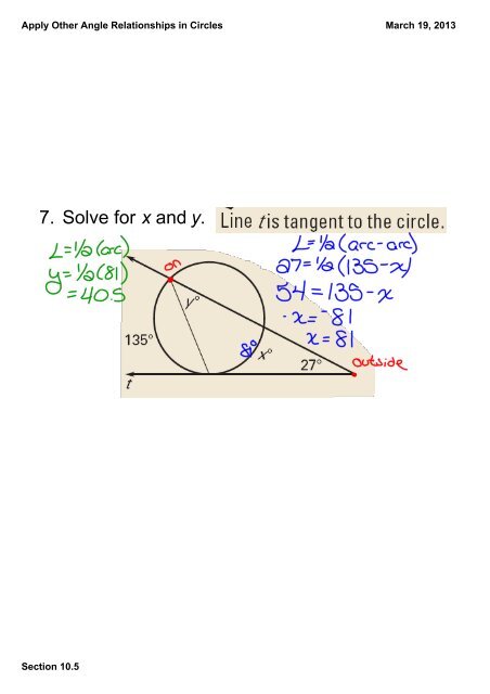 Apply Other Angle Relationships in Circles Section 10.5