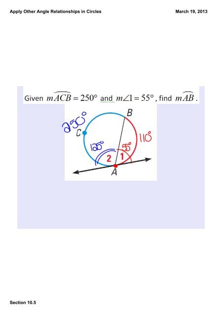 Apply Other Angle Relationships in Circles Section 10.5