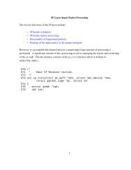 IP Layer Input Packet Processing The receive functions of the IP ...