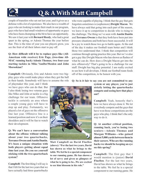 2012 Toledo Spring Football Prospectus - University of Toledo ...