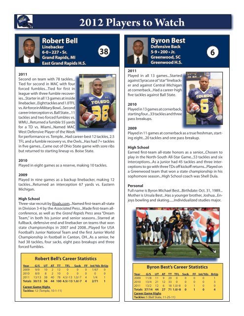 2012 Toledo Spring Football Prospectus - University of Toledo ...