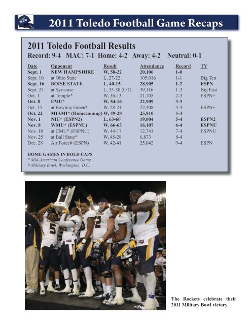 2012 Toledo Spring Football Prospectus - University of Toledo ...