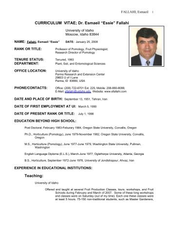 to View My Complete CURRICULUM VITAE - Dr. Fallahi Web Site
