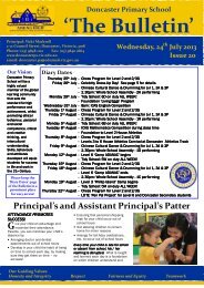 2013 Newsletter 20 - Doncaster Primary School