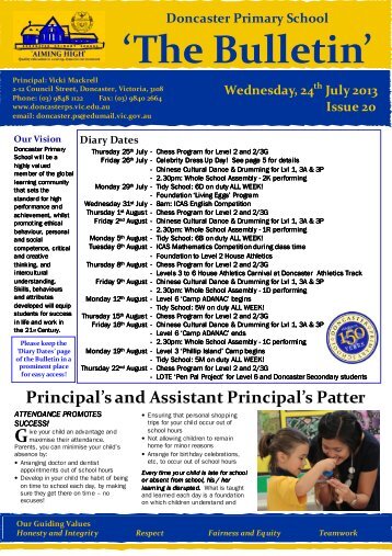 2013 Newsletter 20 - Doncaster Primary School