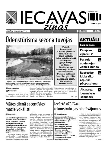 laikraksts Â«Iecavas ZiÅasÂ» 1. un 3. lpp. 26.03.2010.