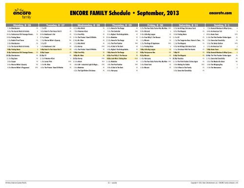 ENCORE FAMILY Schedule - September, 2013 - Starz