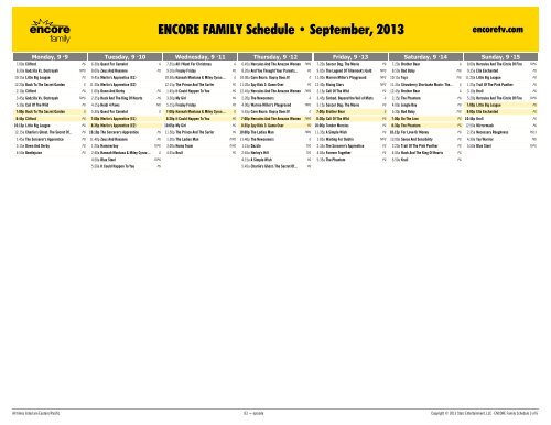 ENCORE FAMILY Schedule - September, 2013 - Starz