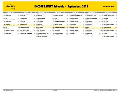 ENCORE FAMILY Schedule - September, 2013 - Starz