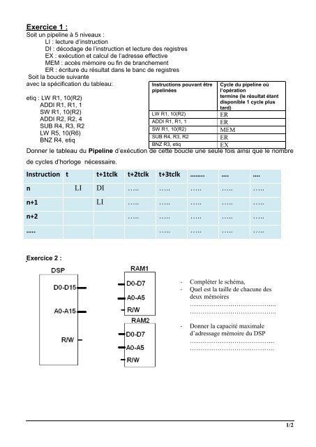 Exercices - DSP - Technologue pro