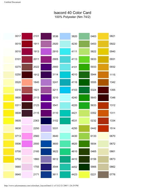 Isacord Thread Color Chart Pdf