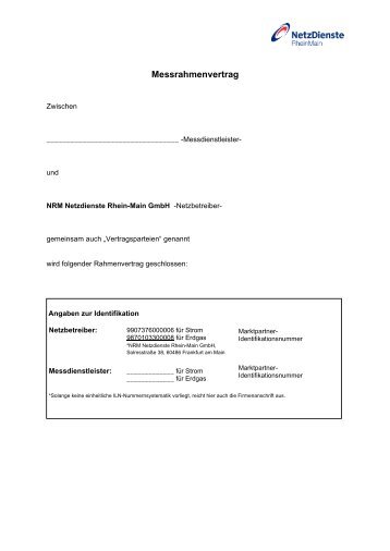 Messrahmenvertrag - Die Mainova ServiceDienste GmbH