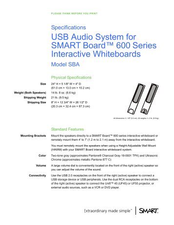 USB Audio System for SMART Board 600 Series ... - Intervideo srl