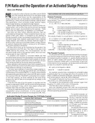 F/M Ratio and the Operation of an Activated Sludge Process