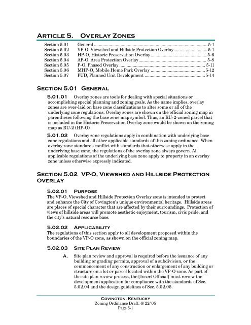 Covington, Kentucky Zoning Ordinance - The City of Covington