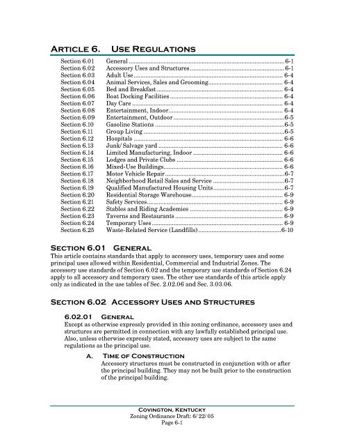 Covington, Kentucky Zoning Ordinance - The City of Covington