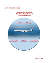 Rapport de gestion 2006 RÃ©sultats d'exploitation et ... - Air Canada