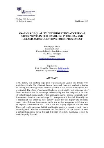 analysis of quality deterioration at critical steps/points in fish ...