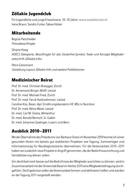 Jahresbericht 2008/2009 (PDF) - IG ZÃƒÂ¶liakie der deutschen Schweiz