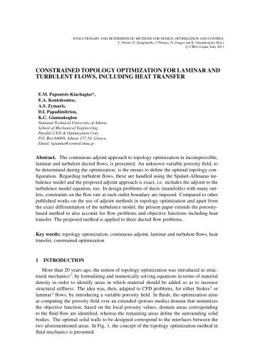 constrained topology optimization for laminar and turbulent flows ...