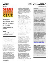 Immigrant Settlement and Social Inclusion in Canada - CERIS