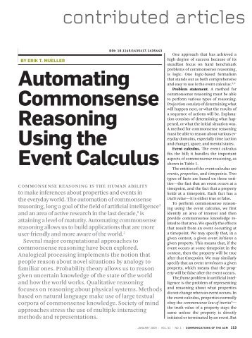 Automating commonsense reasoning using the event calculus