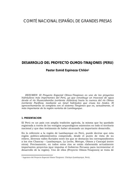 desarrollo del proyecto olmos-tinajones (peru) - spancold