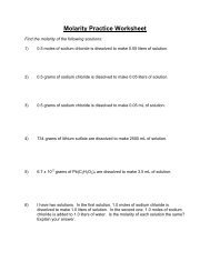 Molarity Practice Worksheet