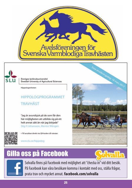 ONSDAG 7 MARS Ã¢Â€Â“ START OBS! KL 18.00 - Solvalla