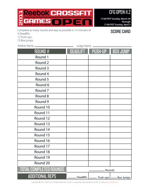Score Card - CrossFit