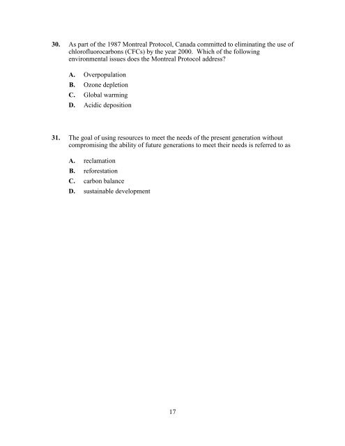 Science 30 Diploma Examination January 2001