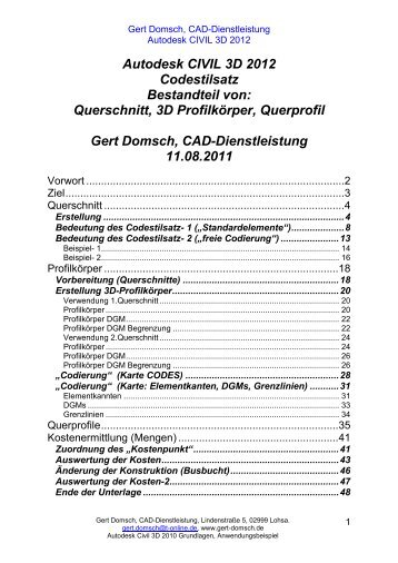 Kostenermittlung (Mengen) - Gert Domsch, CAD-Dienstleistung