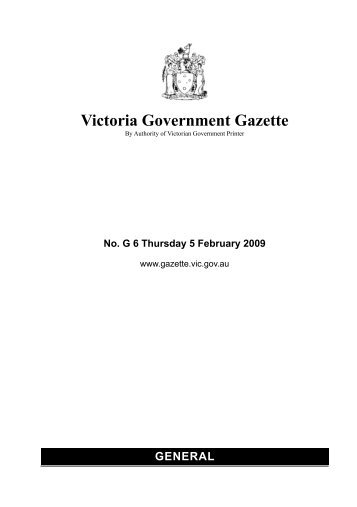 general - Victoria Government Gazette