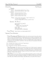 Math 110: Basic Calculus 1 Fall 2007 SYLLABUS - Occidental College