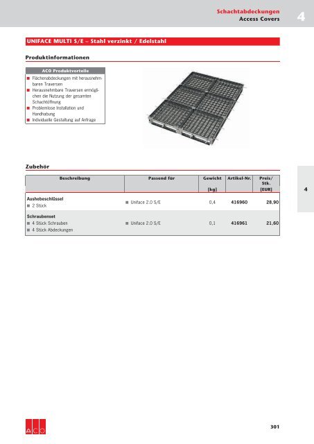 4 Schachtabdeckungen - Aco