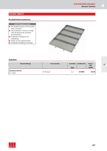 4 Schachtabdeckungen - Aco