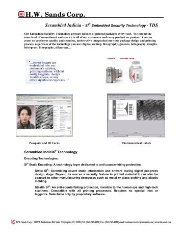 Scrambled Indicia Security - H.W. Sands Corporation
