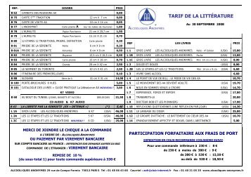 TARIF DE LA LITTÃRATURE - Accueil